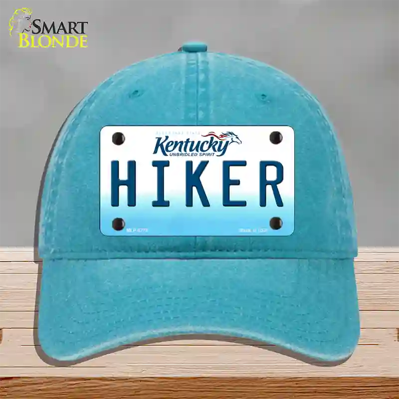 Hiker Kentucky Novelty License Plate Hat Unconstructed Cotton / Lake Blue