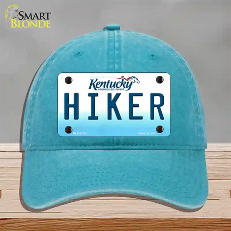 Hiker Kentucky Novelty License Plate Hat Unconstructed Cotton / Lake Blue