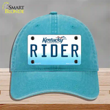 Rider Kentucky Novelty License Plate Hat Unconstructed Cotton / Lake Blue