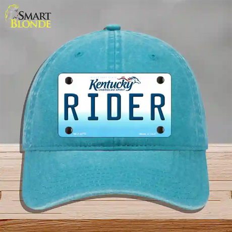 Rider Kentucky Novelty License Plate Hat Unconstructed Cotton / Lake Blue