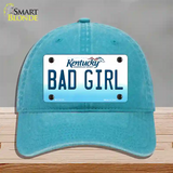 Bad Girl Kentucky Novelty License Plate Hat Unconstructed Cotton / Lake Blue