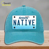 Native Kentucky Novelty License Plate Hat Unconstructed Cotton / Lake Blue