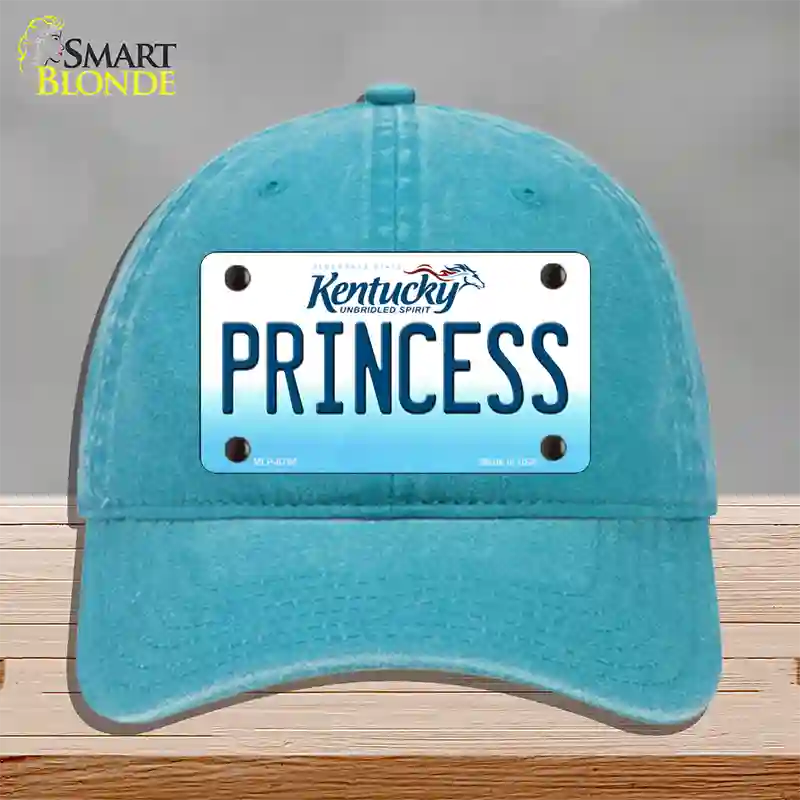 Princess Kentucky Novelty License Plate Hat Unconstructed Cotton / Lake Blue