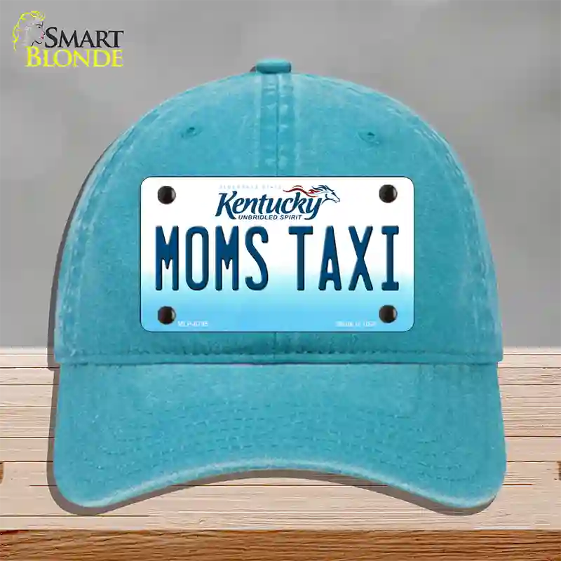 Moms Taxi Kentucky Novelty License Plate Hat Unconstructed Cotton / Lake Blue