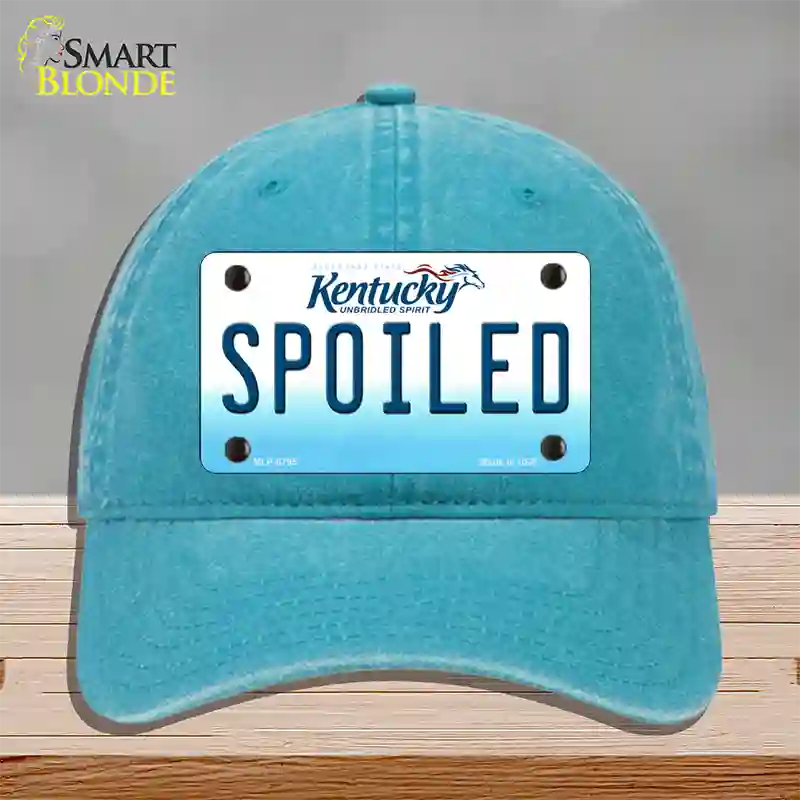 Spoiled Kentucky Novelty License Plate Hat Unconstructed Cotton / Lake Blue