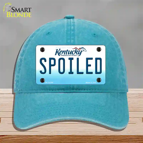 Spoiled Kentucky Novelty License Plate Hat Unconstructed Cotton / Lake Blue