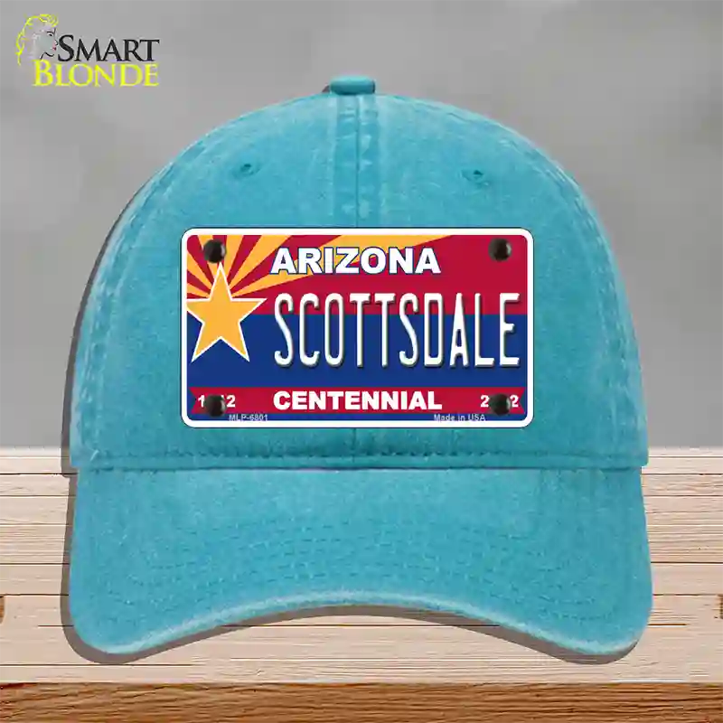 Arizona Centennial Scottsdale Novelty License Plate Hat Unconstructed Cotton / Lake Blue