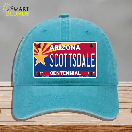 Arizona Centennial Scottsdale Novelty License Plate Hat Unconstructed Cotton / Lake Blue