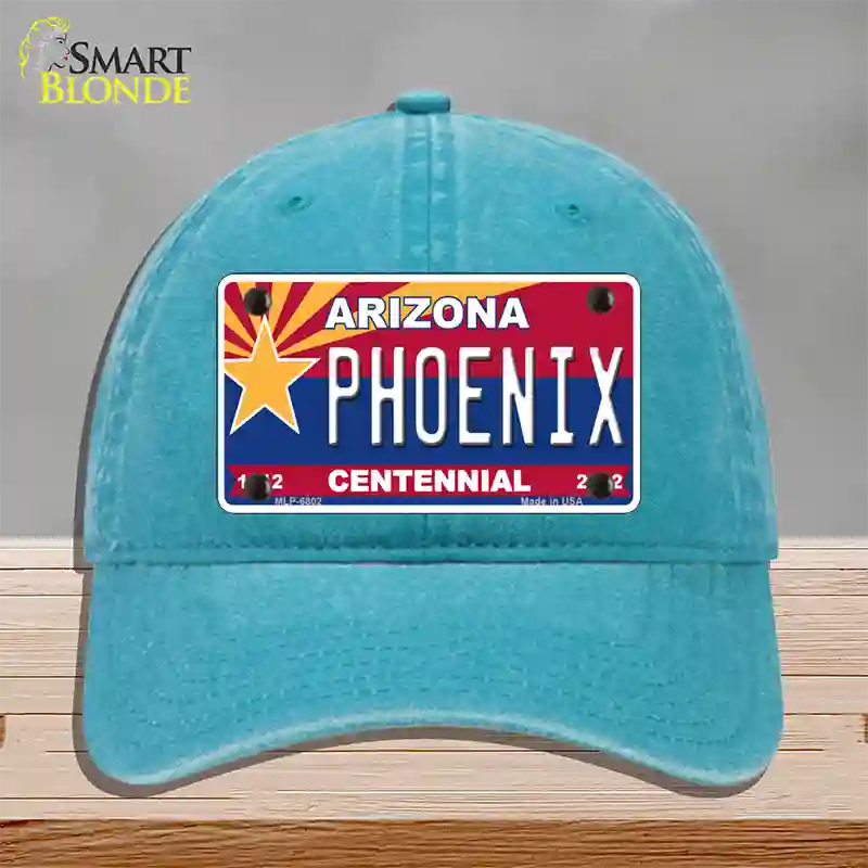 Arizona Centennial Phoenix Novelty License Plate Hat Unconstructed Cotton / Lake Blue