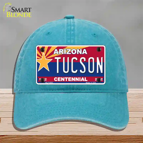 Arizona Centennial Tucson Novelty License Plate Hat Unconstructed Cotton / Lake Blue