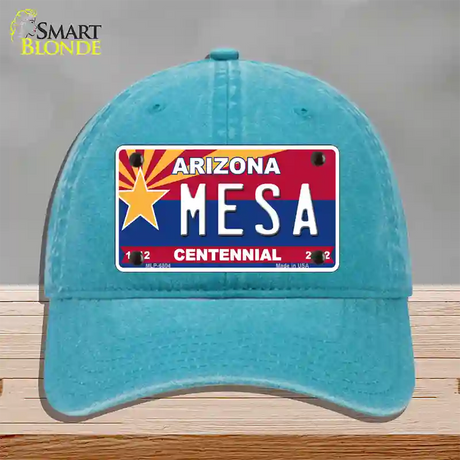 Arizona Centennial Mesa Novelty License Plate Hat Unconstructed Cotton / Lake Blue