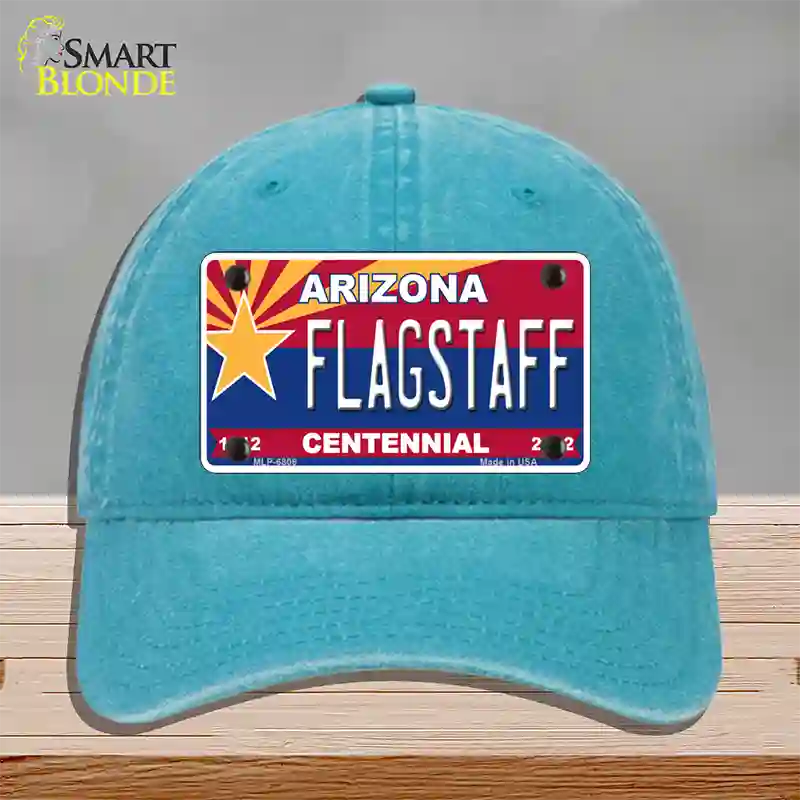 Arizona Centennial Flagstaff Novelty License Plate Hat Unconstructed Cotton / Lake Blue