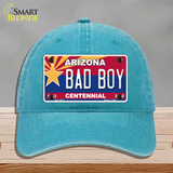 Arizona Centennial Bad Boy Novelty License Plate Hat Unconstructed Cotton / Lake Blue