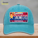 Arizona Centennial Snowbird Novelty License Plate Hat Unconstructed Cotton / Lake Blue