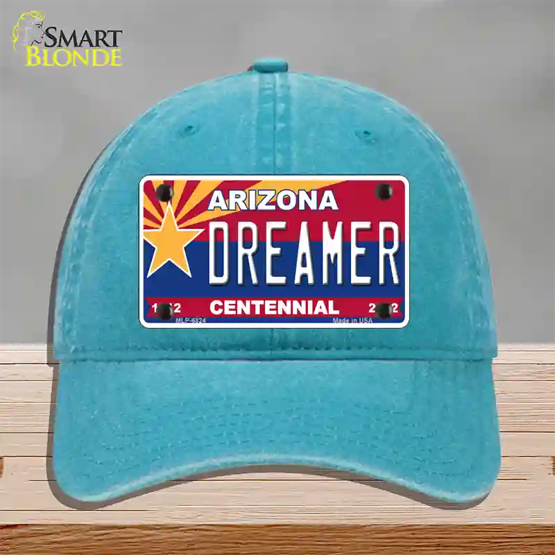 Arizona Centennial Dreamer Novelty License Plate Hat Unconstructed Cotton / Lake Blue