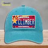 Arizona Centennial Climber Novelty License Plate Hat Unconstructed Cotton / Lake Blue