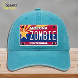 Arizona Centennial Zombie Novelty License Plate Hat Unconstructed Cotton / Lake Blue