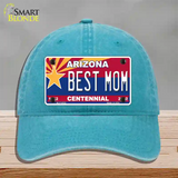 Arizona Centennial Best Mom Novelty License Plate Hat Unconstructed Cotton / Lake Blue