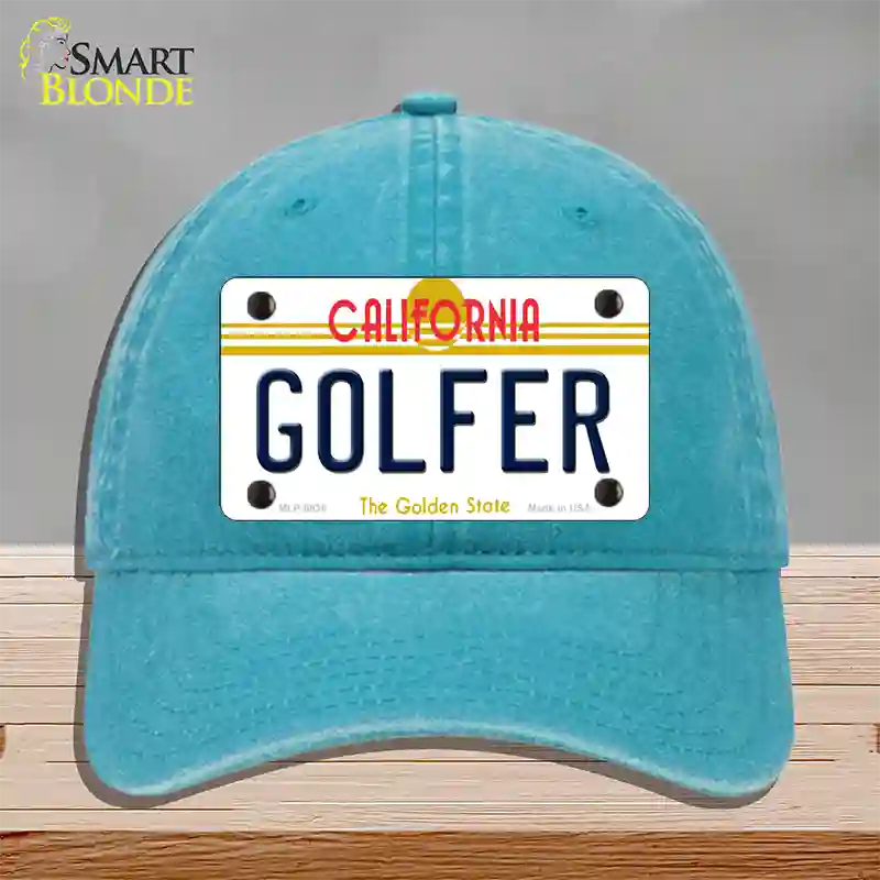 Golfer California Novelty License Plate Hat Unconstructed Cotton / Lake Blue