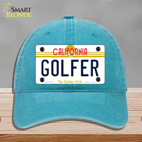 Golfer California Novelty License Plate Hat Unconstructed Cotton / Lake Blue