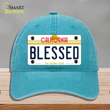 Blessed California Novelty License Plate Hat Unconstructed Cotton / Lake Blue