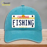 Fishing California Novelty License Plate Hat Unconstructed Cotton / Lake Blue