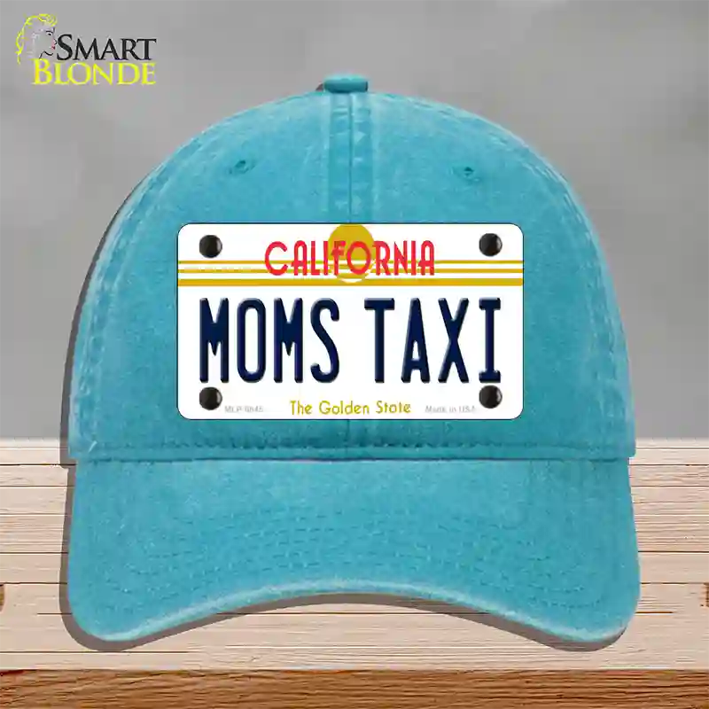 Moms Taxi California Novelty License Plate Hat Unconstructed Cotton / Lake Blue