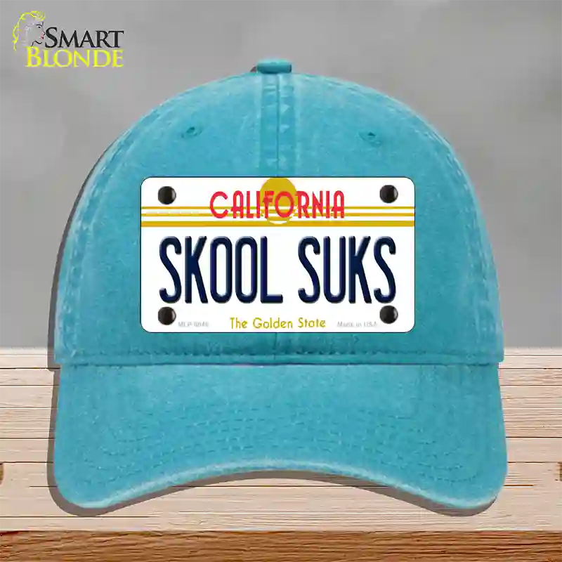 Skool Suks California Novelty License Plate Hat Unconstructed Cotton / Lake Blue