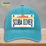 Scuba Diver California Novelty License Plate Hat Unconstructed Cotton / Lake Blue