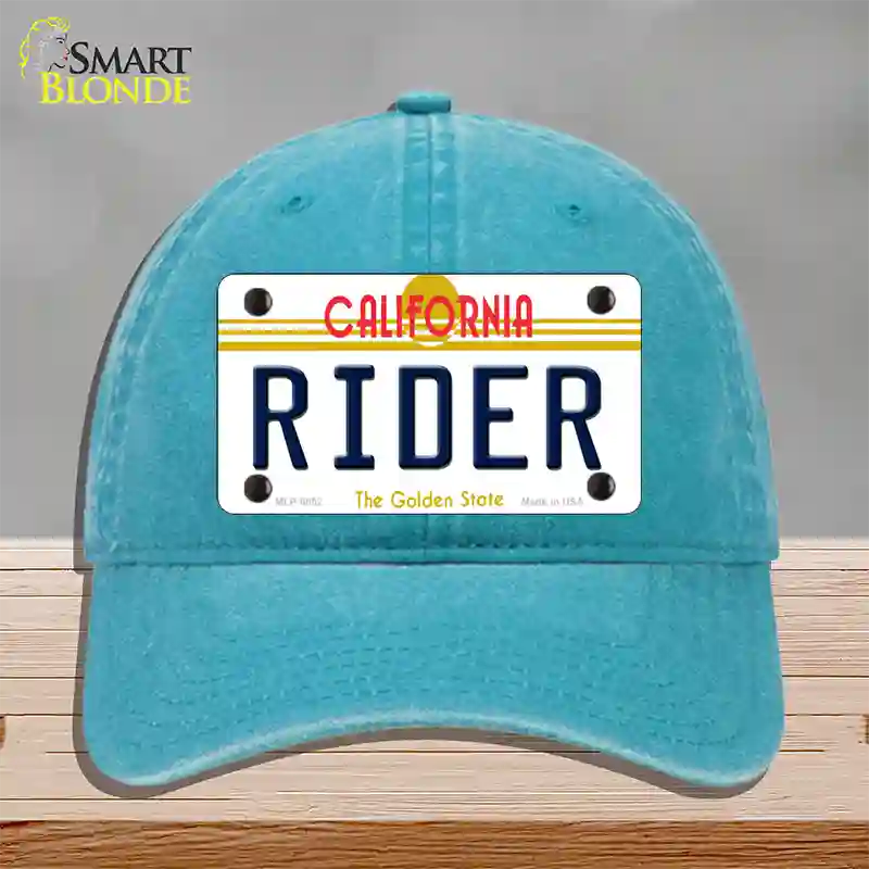 Rider California Novelty License Plate Hat Unconstructed Cotton / Lake Blue