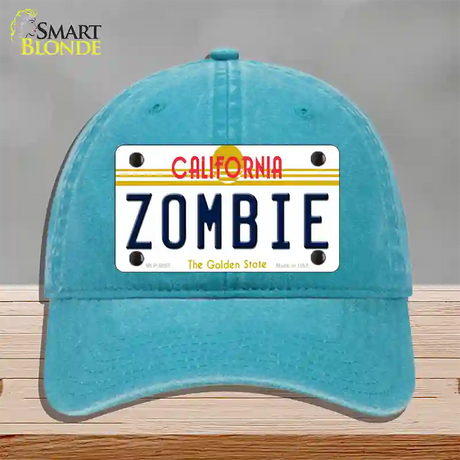 Zombie California Novelty License Plate Hat Unconstructed Cotton / Lake Blue