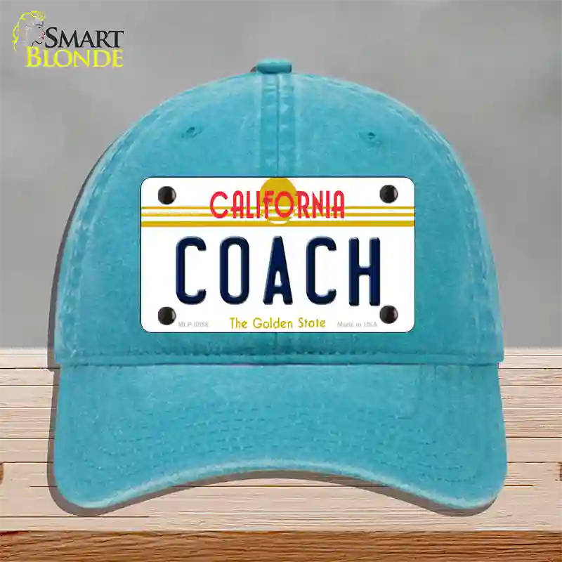 Coach California Novelty License Plate Hat Unconstructed Cotton / Lake Blue