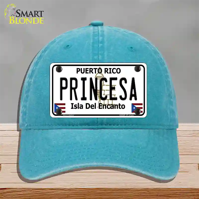 Princesa Puerto Rico Novelty License Plate Hat Unconstructed Cotton / Lake Blue