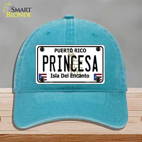 Princesa Puerto Rico Novelty License Plate Hat Unconstructed Cotton / Lake Blue