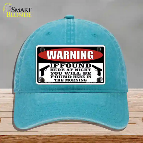 Warning If Found Novelty License Plate Hat Unconstructed Cotton / Lake Blue