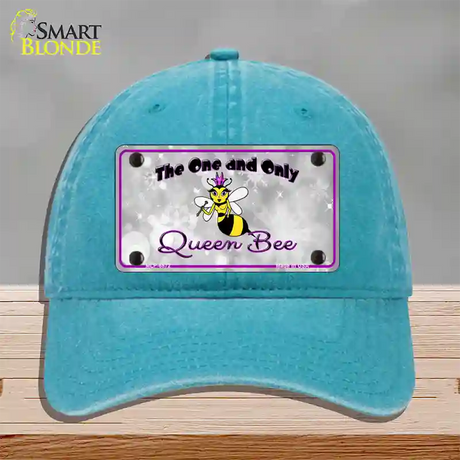 Queen Bee Purple Novelty License Plate Hat Unconstructed Cotton / Lake Blue