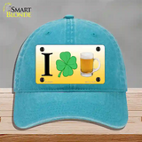 I Shamrock Beer Novelty License Plate Hat Unconstructed Cotton / Lake Blue