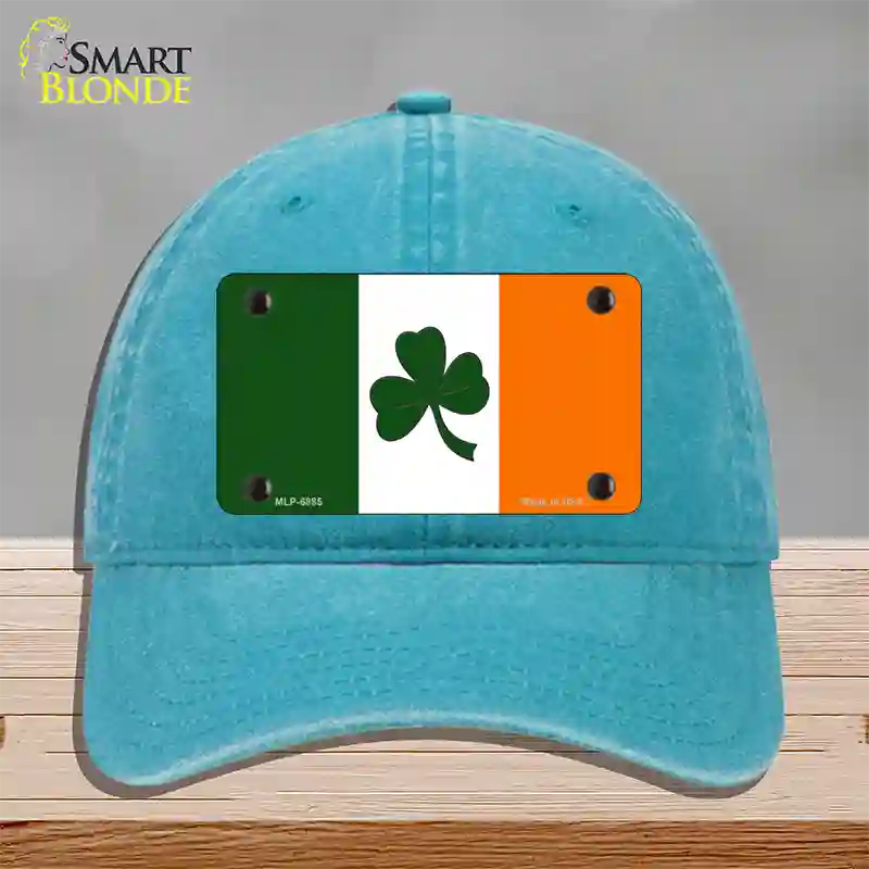 Shamrock Irish Flag Novelty License Plate Hat Unconstructed Cotton / Lake Blue