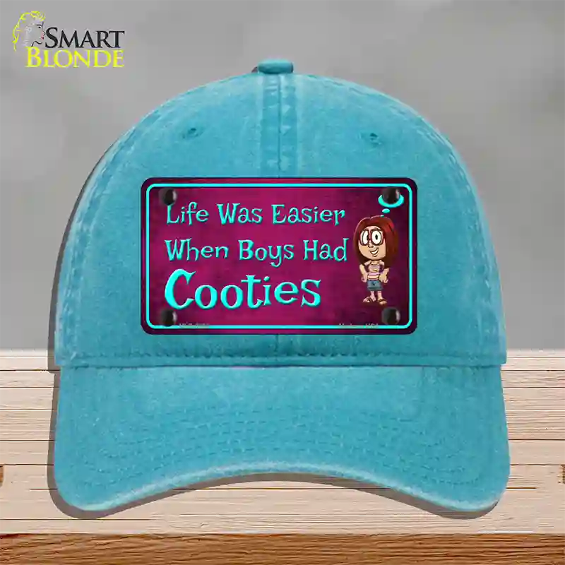 When Boys Had Cooties Novelty License Plate Hat Unconstructed Cotton / Lake Blue