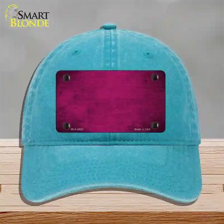 Pink Oil Rubbed Solid Novelty License Plate Hat Unconstructed Cotton / Lake Blue