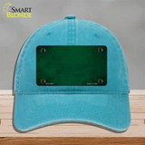 Green Oil Rubbed Solid Novelty License Plate Hat Unconstructed Cotton / Lake Blue