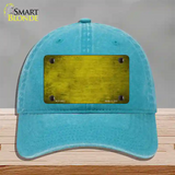 Yellow Oil Rubbed Solid Novelty License Plate Hat Unconstructed Cotton / Lake Blue