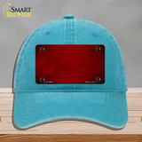 Red Oil Rubbed Solid Novelty License Plate Hat Unconstructed Cotton / Lake Blue