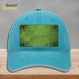 Lime Green Oil Rubbed Solid Novelty License Plate Hat Unconstructed Cotton / Lake Blue