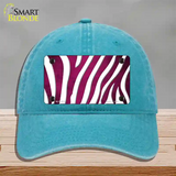 Pink White Zebra Oil Rubbed Novelty License Plate Hat Unconstructed Cotton / Lake Blue