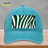 Green White Zebra Oil Rubbed Novelty License Plate Hat Unconstructed Cotton / Lake Blue