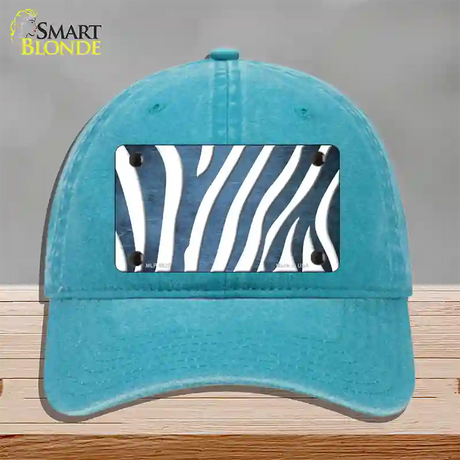 Light Blue White Zebra Oil Rubbed Novelty License Plate Hat Unconstructed Cotton / Lake Blue