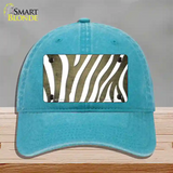 Gold White Zebra Oil Rubbed Novelty License Plate Hat Unconstructed Cotton / Lake Blue