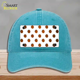 Orange White Dots Oil Rubbed Novelty License Plate Hat Unconstructed Cotton / Lake Blue