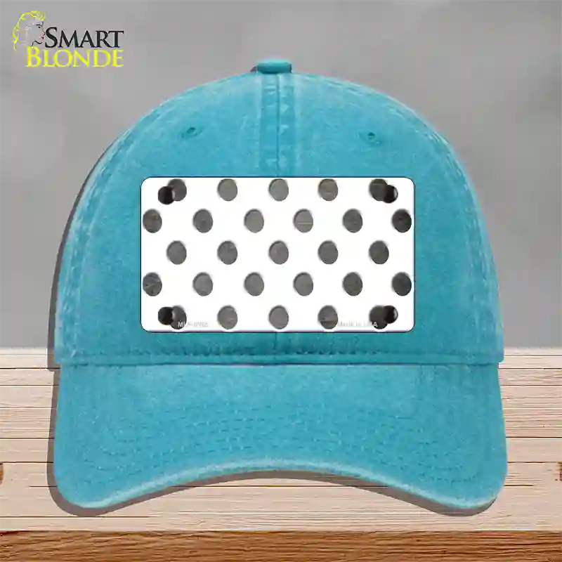 Gray White Dots Oil Rubbed Novelty License Plate Hat Unconstructed Cotton / Lake Blue